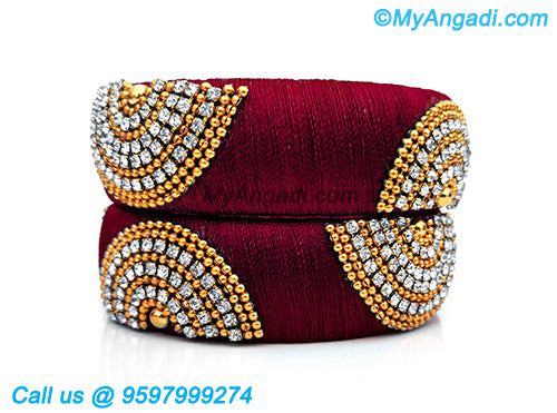 Maroon Colour Silk Thread Bangles