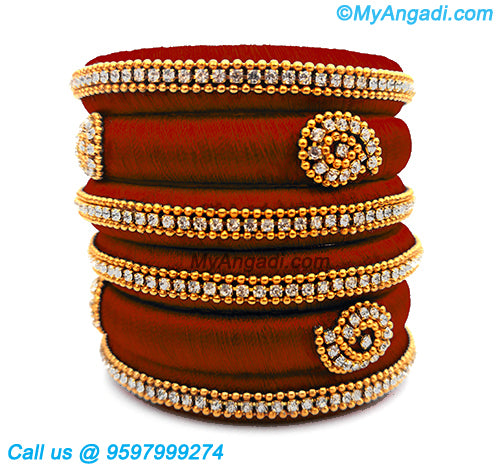 Maroon Colour Silk Thread Bangles
