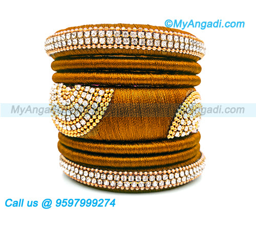 Kakki Colour Silk Thread Bangles