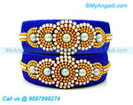 Royal Blue Colour Silk Thread Bangles with Pearl