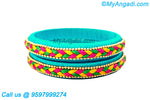 Turquoise Blue Colour Silk Thread Bangles