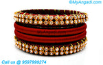 Maroon Colour Silk Thread Bangles with Gold Jari