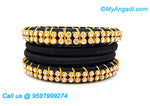 Black colour Silk Thread Bangles with Gold Jari