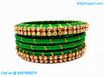 Green Colour Silk Thread Bangles with Gold Jari