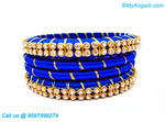 Royal Blue Colour Silk Thread Bangles with Gold Jari