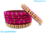 Majenta Colour Silk Thread Bangles with Gold Jari