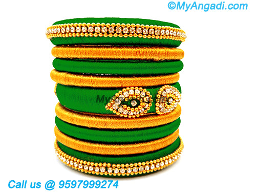 Dark Green Silk Thread Bangles
