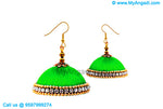 Lime Green Color Silk Thread Jhumukka Earrings