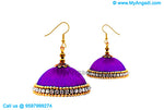 Violet Colour Silk Thread Jhumukka Earrings