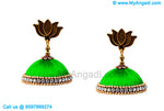 Lime Green Color Silk Thread Jhumukka Earrings