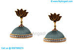 Grey Colour Silk Thread Jhumukka Earrings