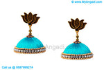 Turquoise Blue Colour Silk Thread Jhumukka Earrings