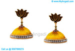 Golden Colour Silk Thread Jhumukka Earrings