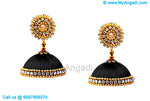 Black Colour Silk Thread Jhumukka Earrings