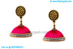 Majenta Colour Silk Thread Jhumukka Earrings
