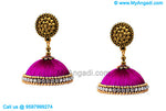 Purple Colour Silk Thread Jhumukka Earrings