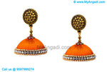 Orange Colour Silk Thread Jhumukka Earrings