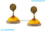 Golden Colour Silk Thread Jhumukka Earrings