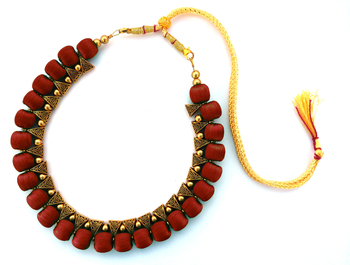 Youth Maroon Silk Thread Necklace