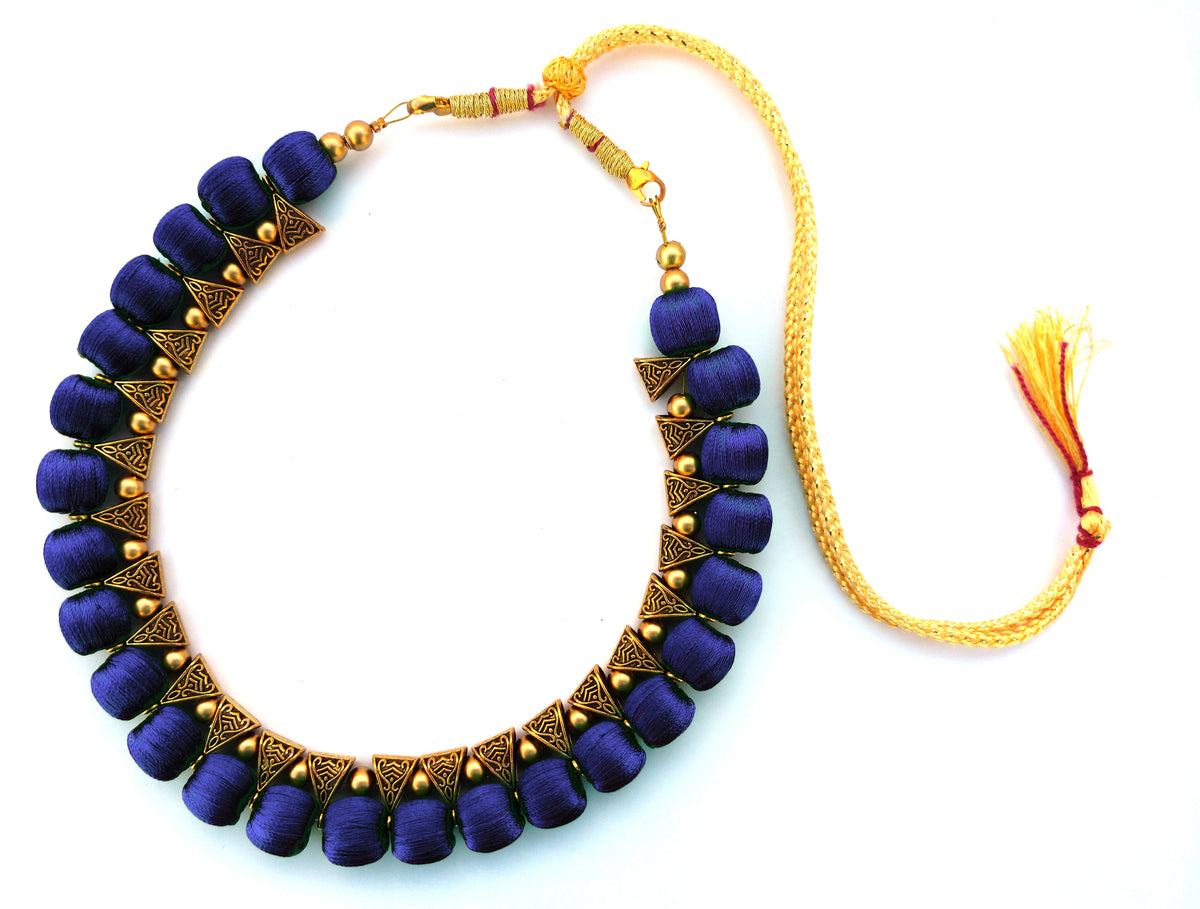 Youth Dark Blue Silk Thread Necklace