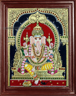 Ganesh, Lakshmi, Balaji, Saraswathi and Murugan Tanjore Painting Embedded with AD Stones - 12x10 inches
