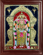 Ganesh, Lakshmi, Balaji, Saraswathi and Murugan Tanjore Painting Embedded with AD Stones - 12x10 inches