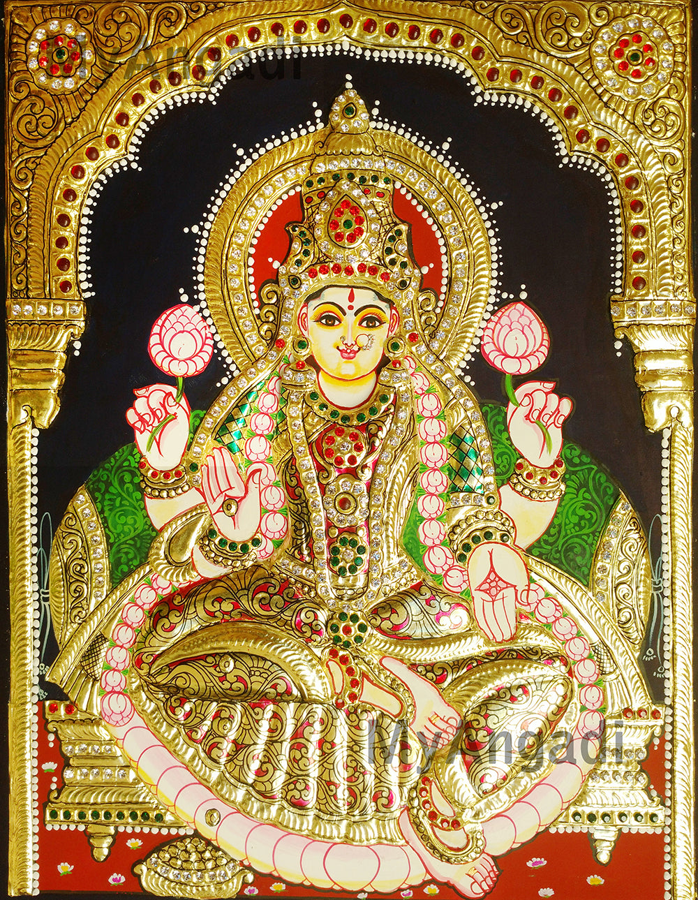 Lakshmi Double Emboss Tanjore Painting