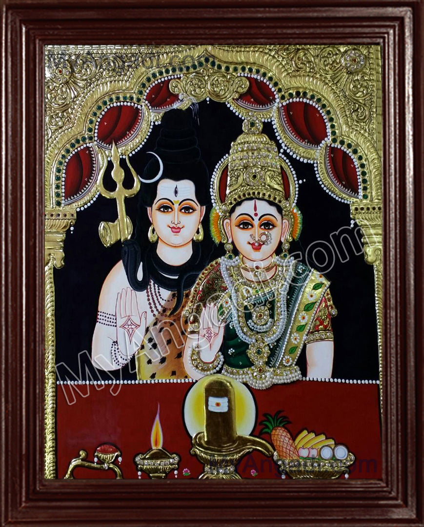 Shiva and Parvathi Devi Tanjore Paintings