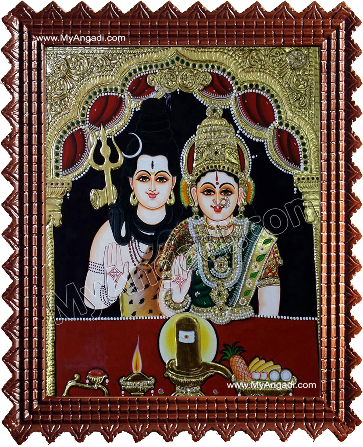 Shiva and Parvathi Devi Tanjore Paintings