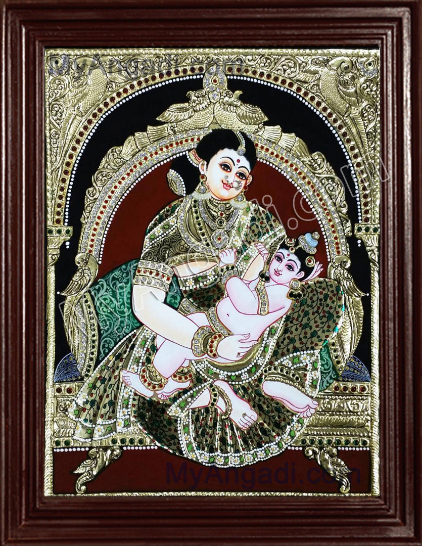 Yasodha Feeding Krishna Tanjore Paintings