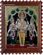 Murugan with Valli and Devasena Tanjore Painting