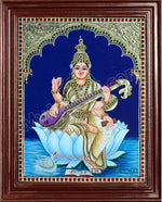 Saraswathi in Lotus Tanjore Paintings