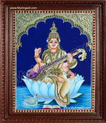 Saraswathi in Lotus Tanjore Paintings