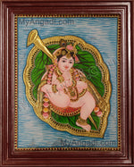 Alilai Krishna / Krishna in Leaf Tanjore Painting