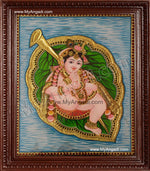 Alilai Krishna / Krishna in Leaf Tanjore Painting