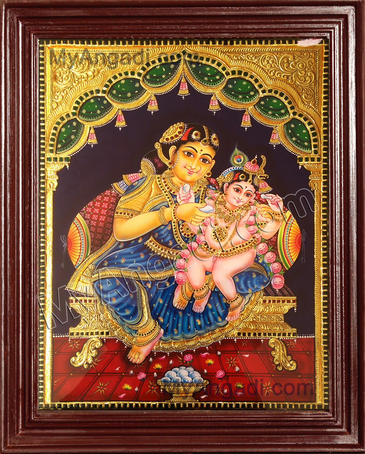 Krishna and Mother Yasoda Tanjore Paintings