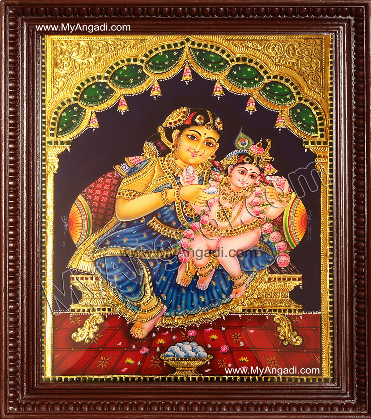 Krishna and Mother Yasoda Tanjore Paintings