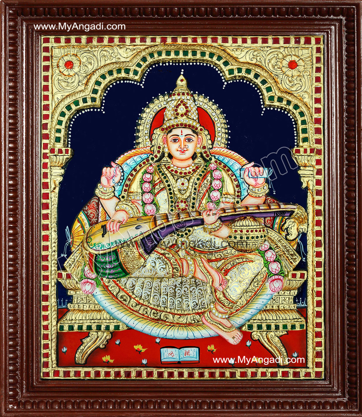 Saraswati Super Emboss Tanjore Painting