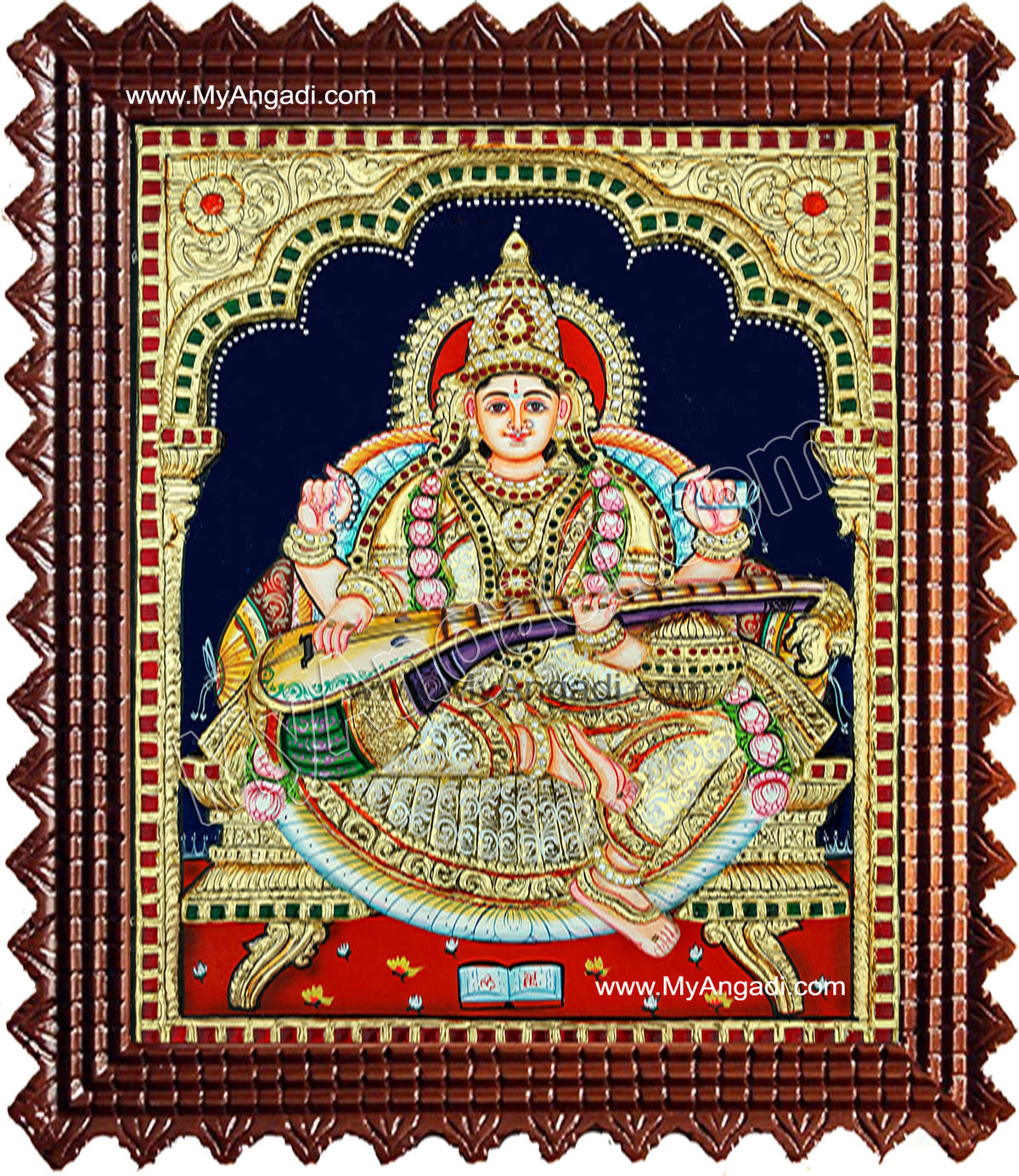 Saraswati Super Emboss Tanjore Painting