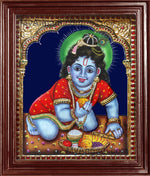Baby Krishna Super Emboss Tanjore Painting