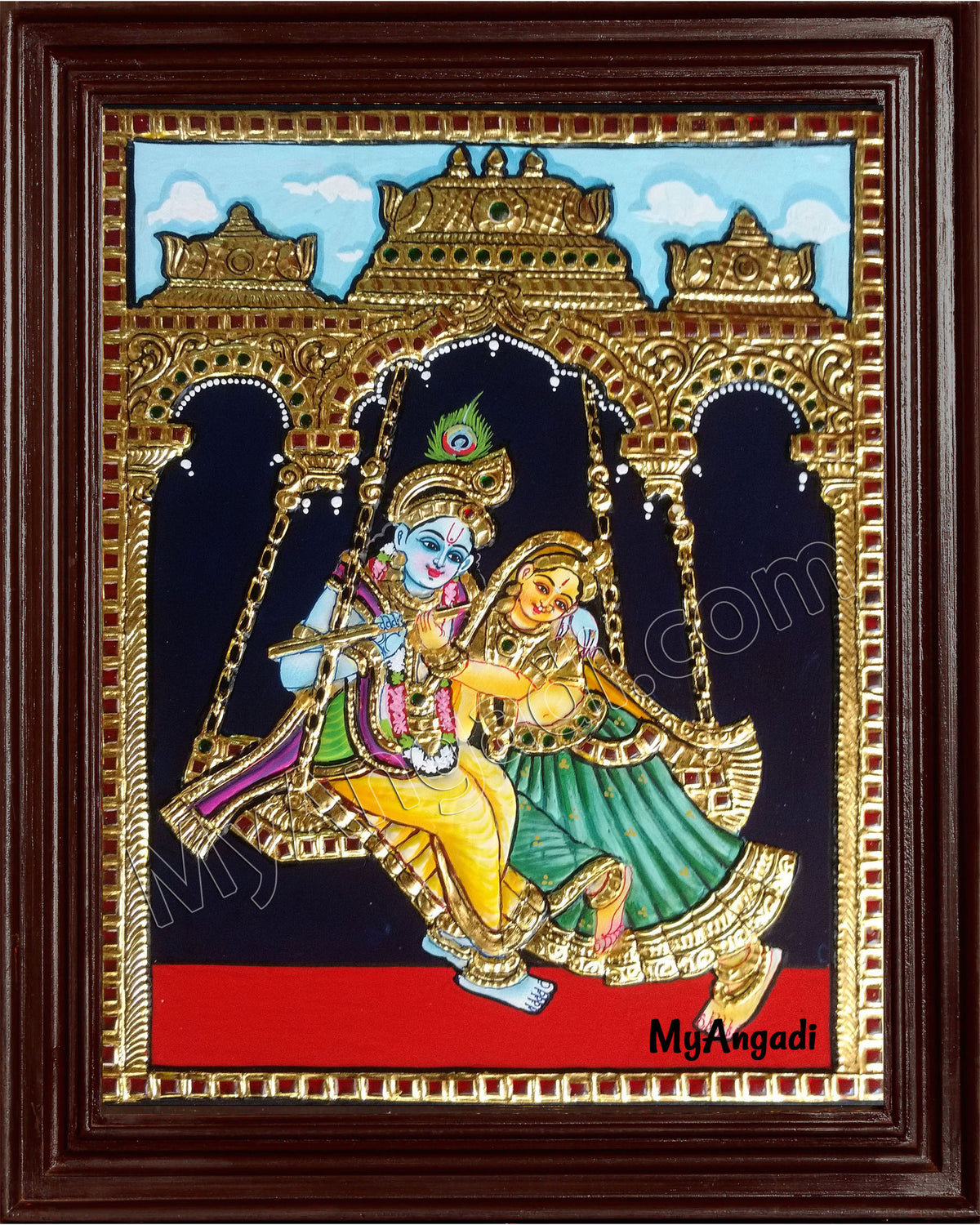Jhula Radha Krishna Tanjore Painting