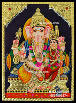 Ganesha Lakshmi Small Tanjore Painting