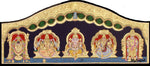 Balaji, Lakshmi, Ganesha, Saraswathi and Murugan - 5 Panel Tanjore Painting