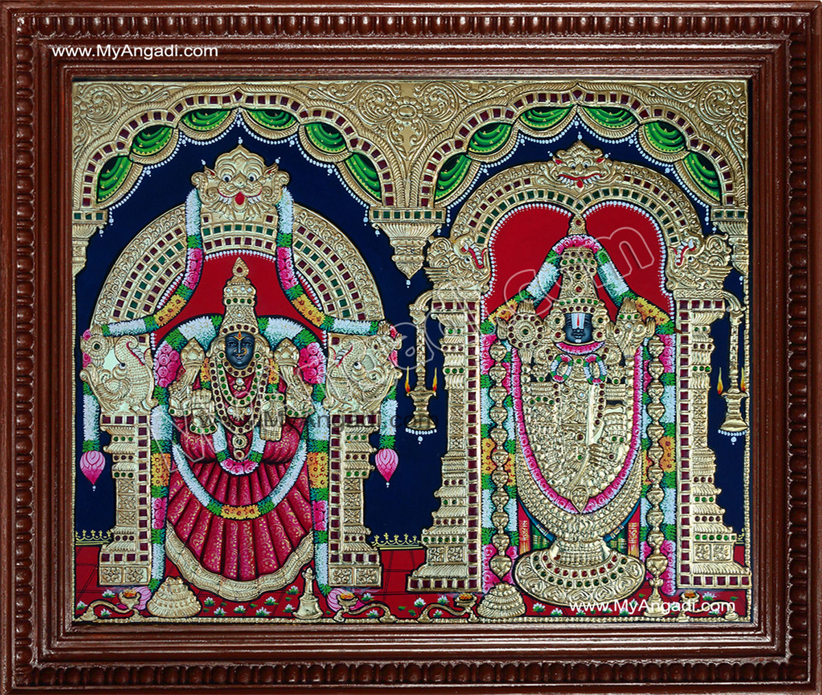 Venkatachalapathi and Alamelu Tanjore Painting