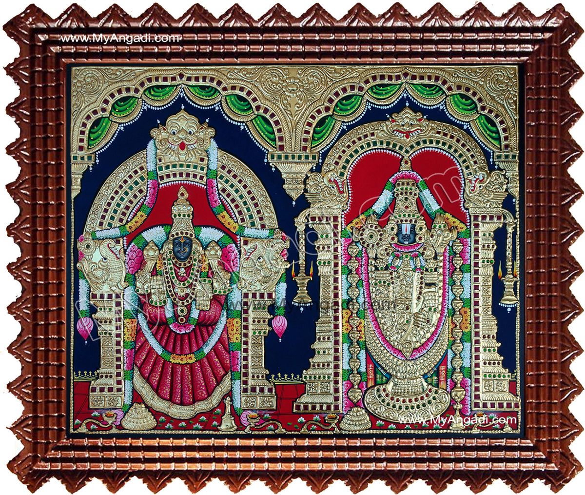 Venkatachalapathi and Alamelu Tanjore Painting