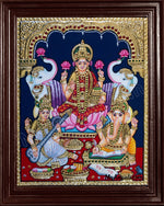 Lakshmi, Ganesha and Saraswathi Tanjore Painting