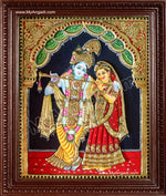 Radha Krishna Embossed Tanjore Painting