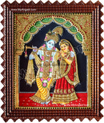 Radha Krishna Embossed Tanjore Painting