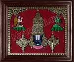Balaji with Garudan and Hanuman Tanjore Painting