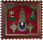 Balaji with Garudan and Hanuman Tanjore Painting